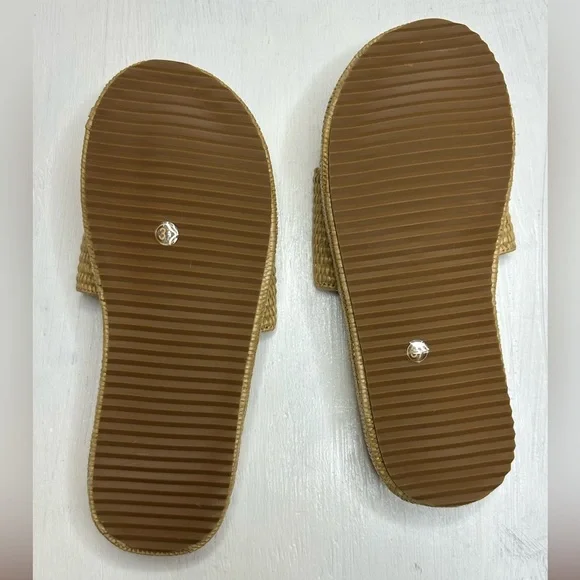 Lookyno Raffia Slide Sandals Women’s EU 37 Tan Woven Platform Summer Shoes - Picture 5 of 11